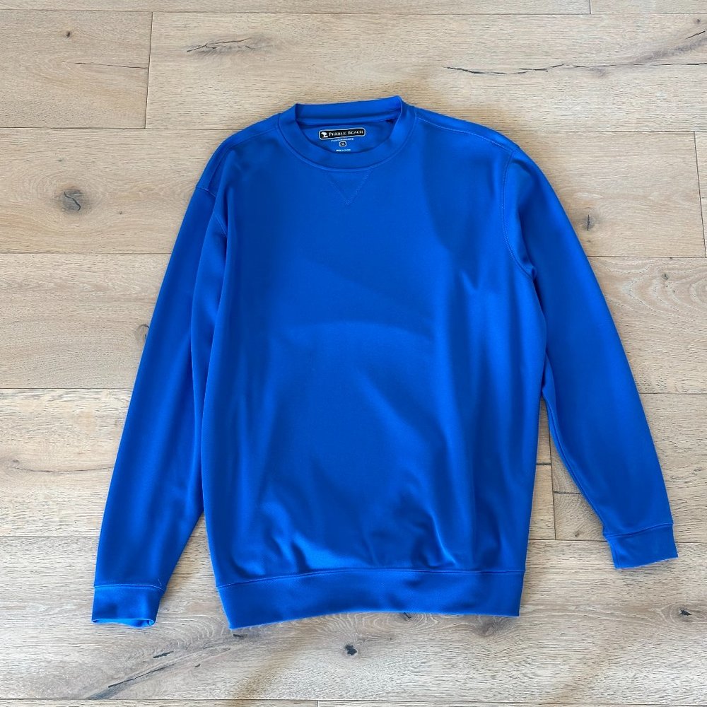 PEPPLE BEACH PERFORMANCE GOLF LONG SLEEVE PULLOVER SHIRT MEN'S SZ MEDIUM BLUE